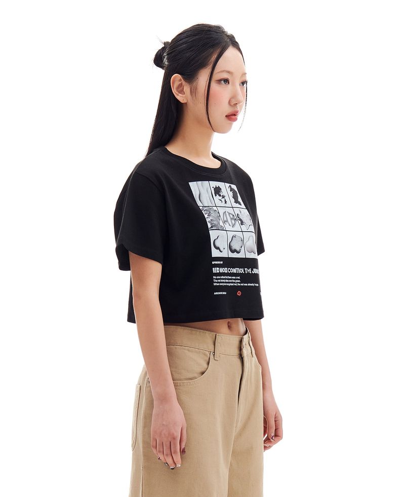 RED MOSS 3X3 CROP T-SHIRTS (BLACK)