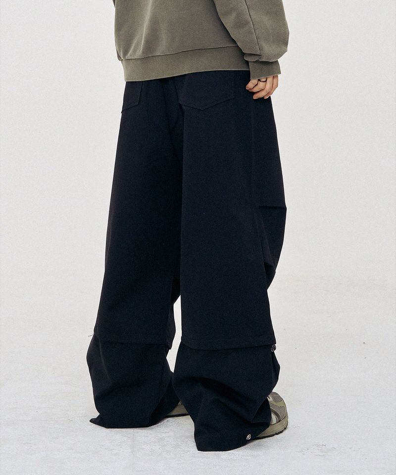 DUAL-TUCK STRING PANTS BLACK