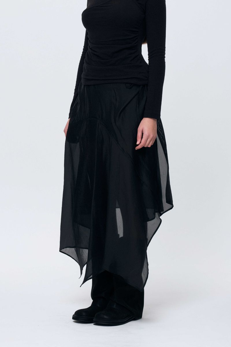 ELAN LINE WRAP SKIRT / BLACK