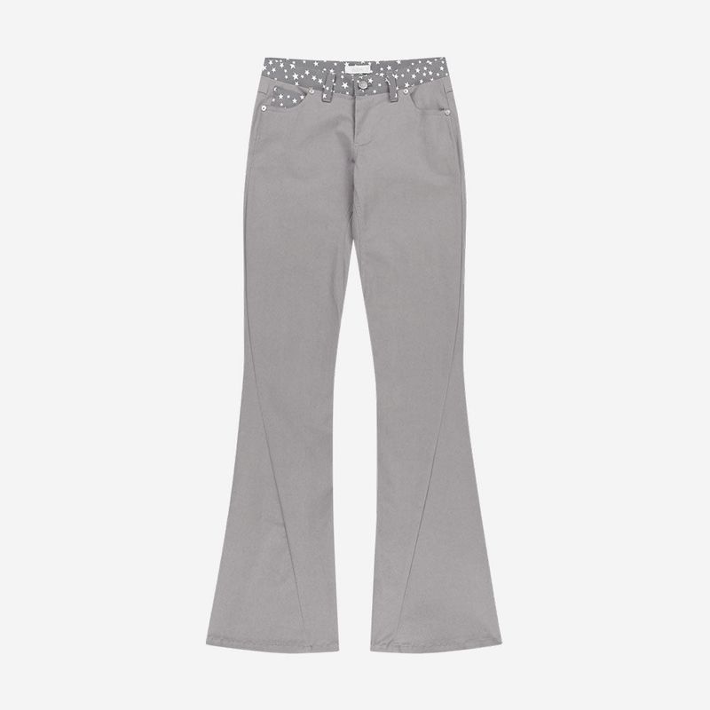Star Trim Bootcut Trousers / Grey
