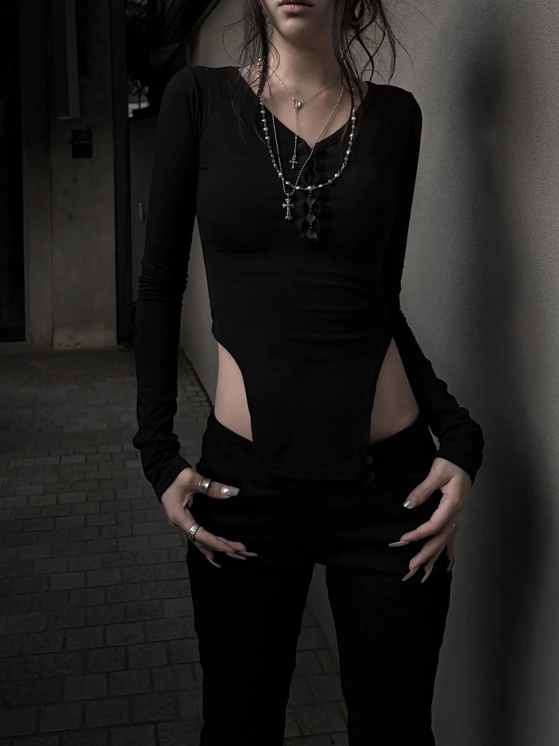 hook deep slit T (2color)