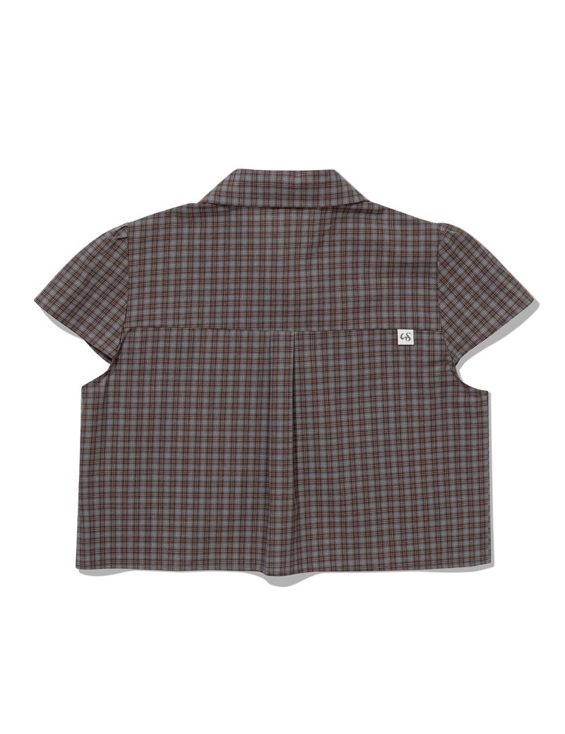 CHECKERED DOUBLE BLOUSE(BROWN)