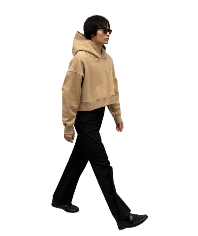 プリントクロップドフーディ / Print Cropped Hoodie-BEIGE