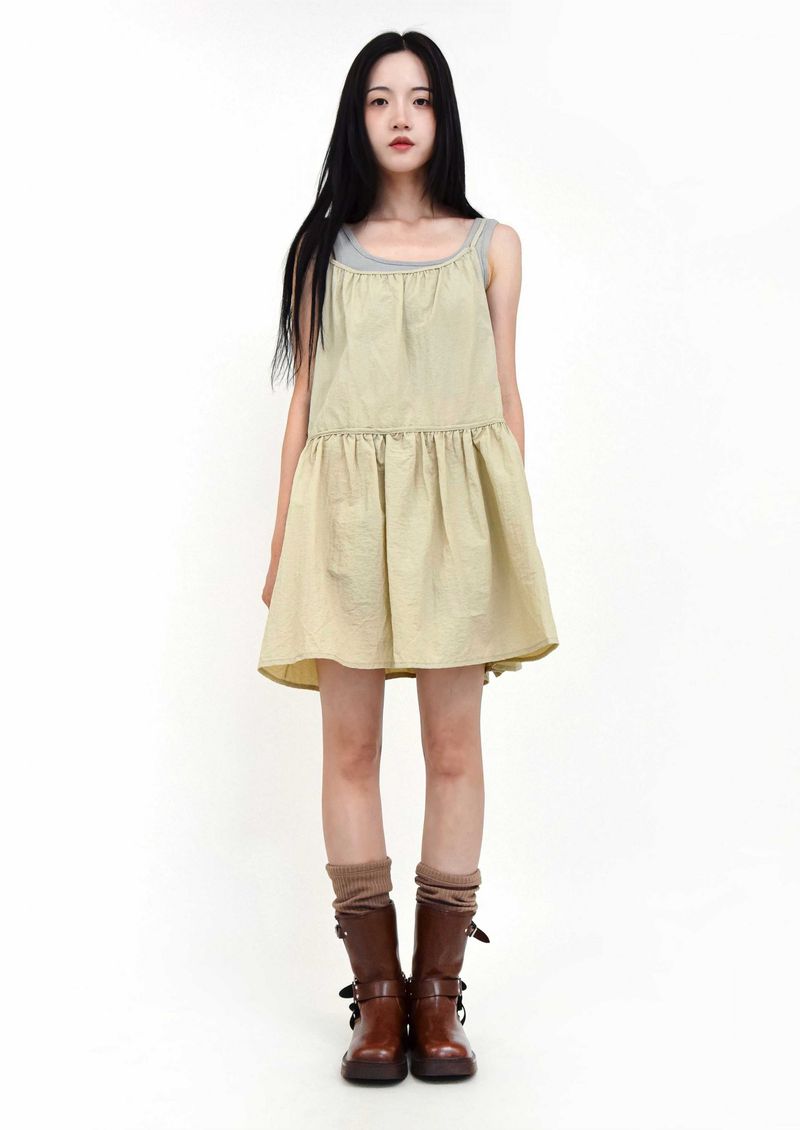 ribbon strap layered dress