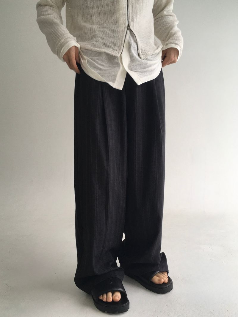 stripe banding rayon slacks(2colors)