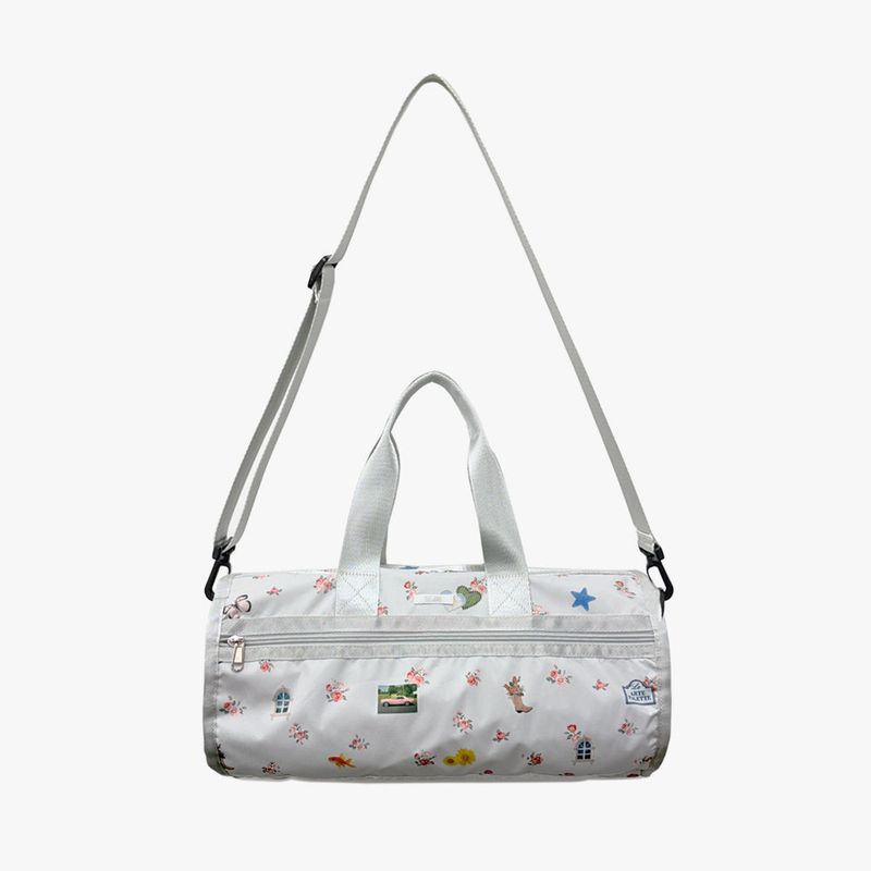 Floral Monogram Cylinder Bag Cool-Gray