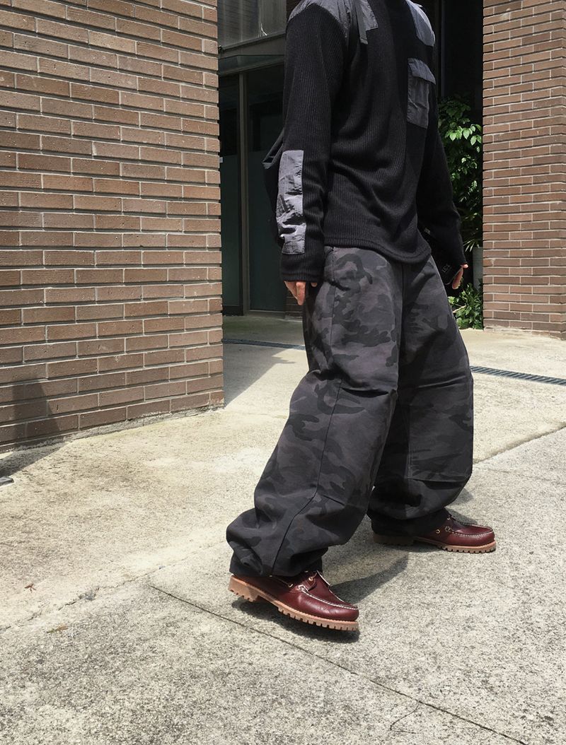 No.1377 camo washed snap wide PT