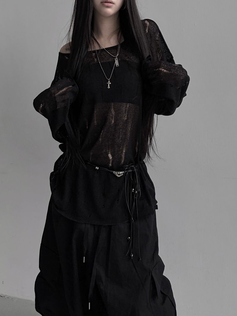 destroyed see-through knit (2color)