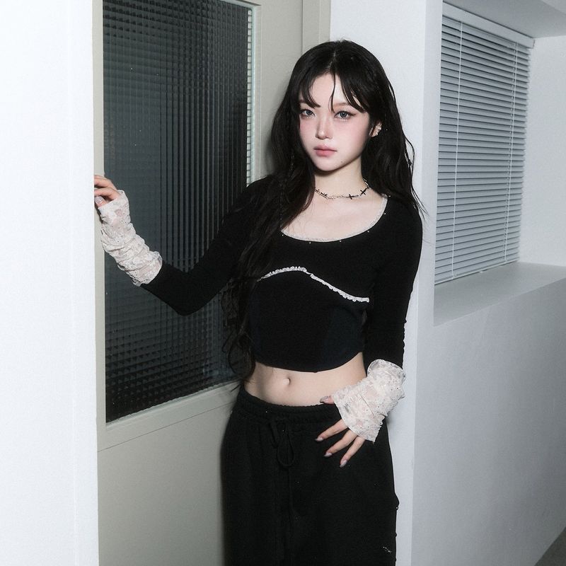 (2nd reorder) corset stud long sleeve - black