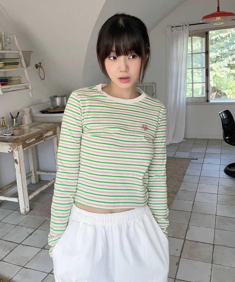 LOGO STRIPE CROP LONG SLEEVE