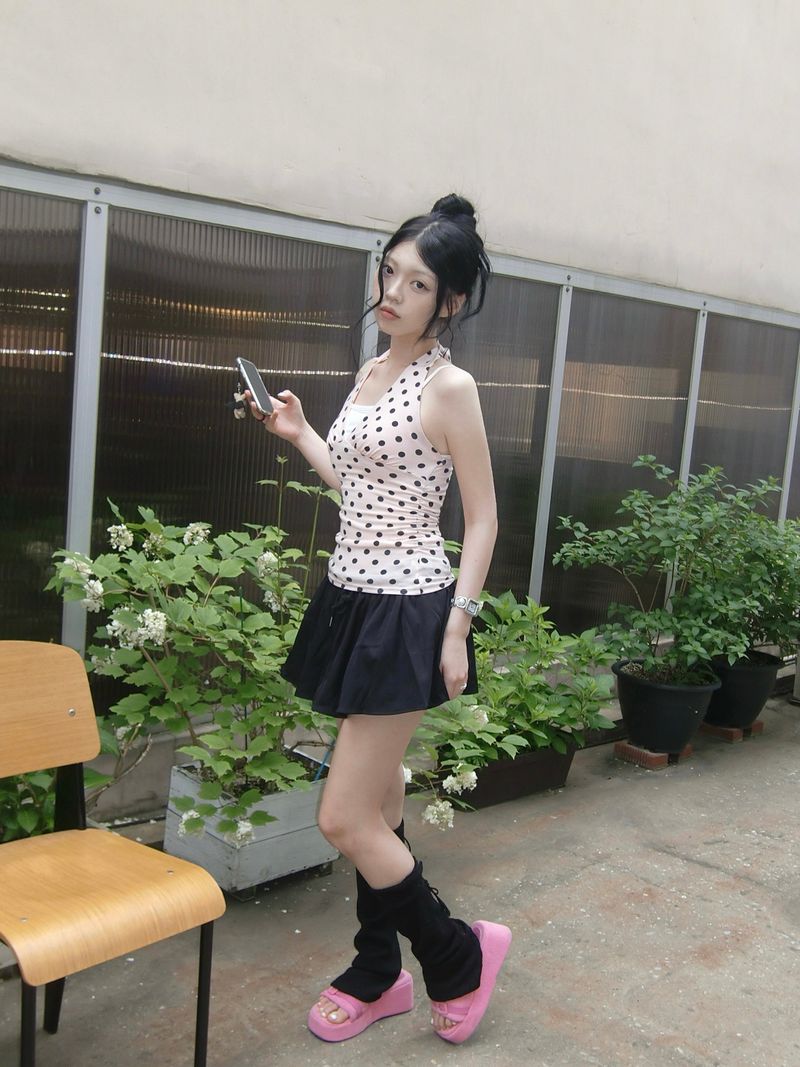 Vintage Dot Halter Sleeveless
