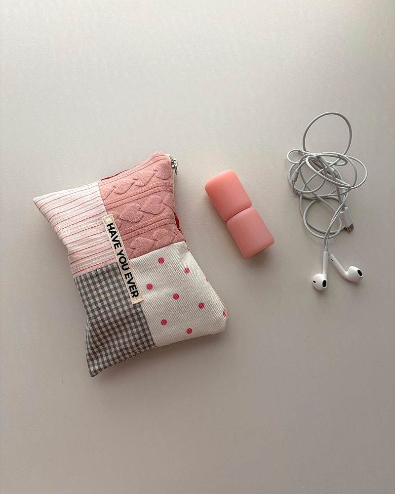 Patch work flat pouch v2 , S size