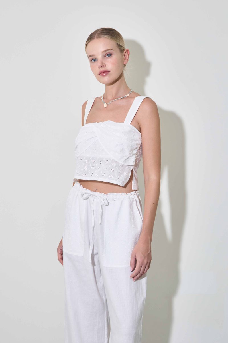 EMBROIDERY COTTON CAMI TOP / WHITE
