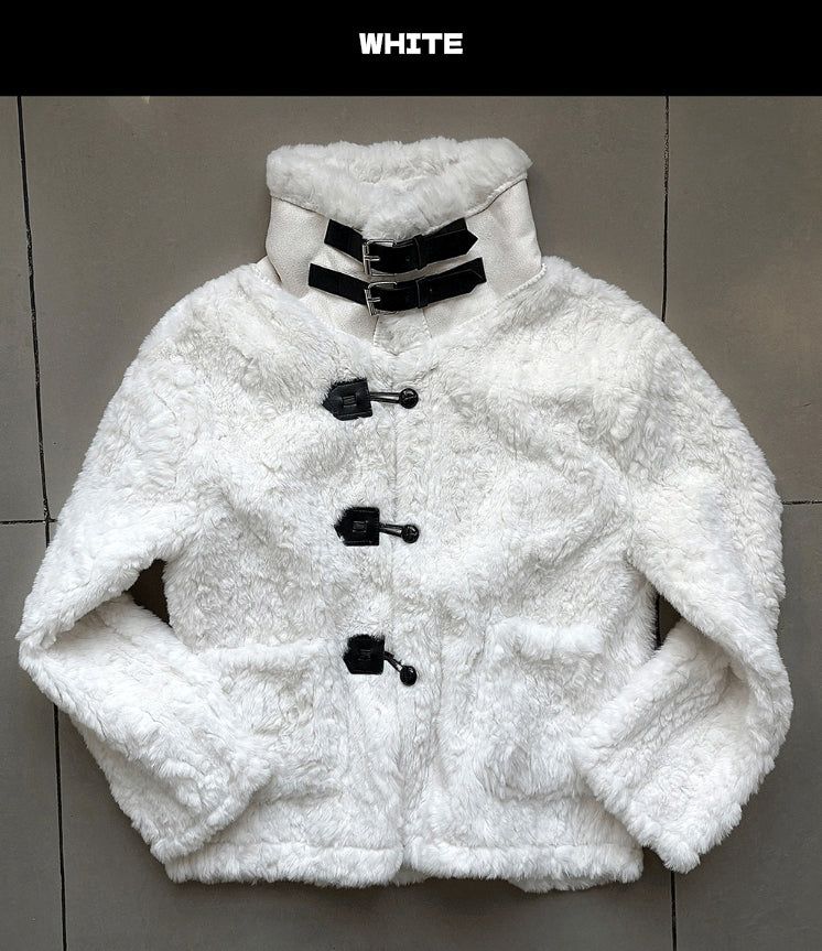 Black Belt Cozy Fur Jacket