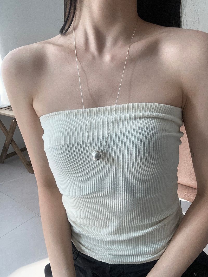 [92.5 silver] Big silver ball slide necklace