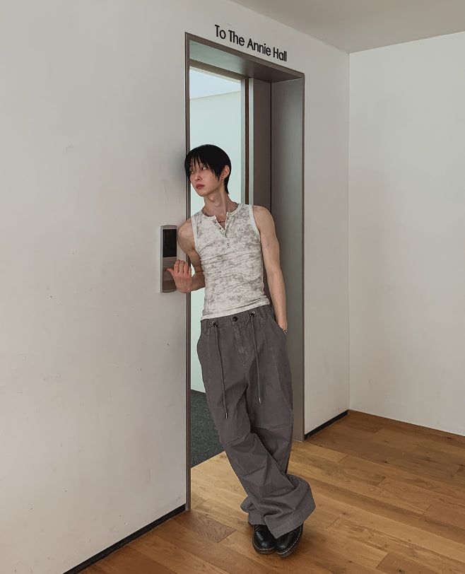 Draw Wash Parachute Wide Pants