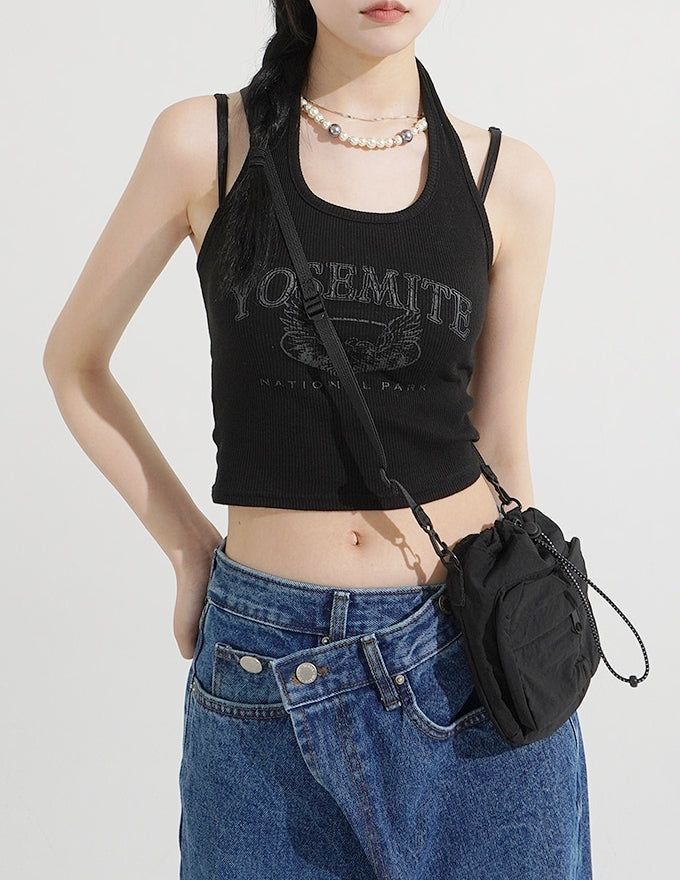 Vintage American Halter Neck Ribbed Top