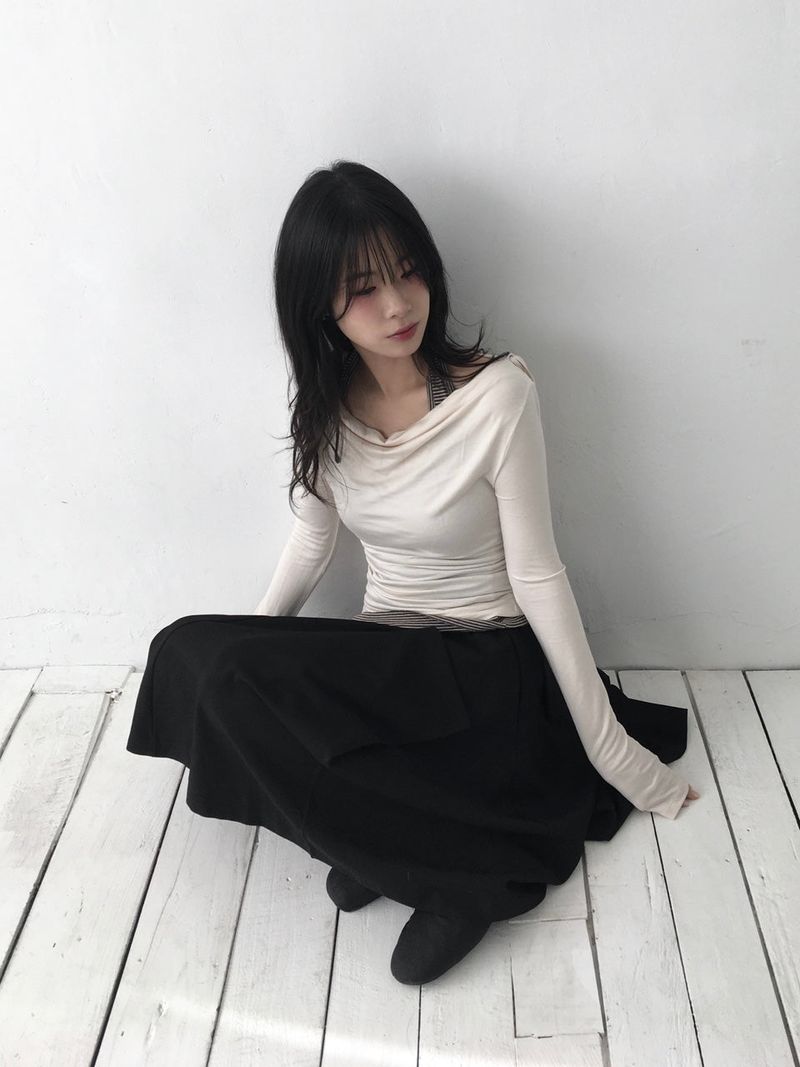リボンドレープTシャツ