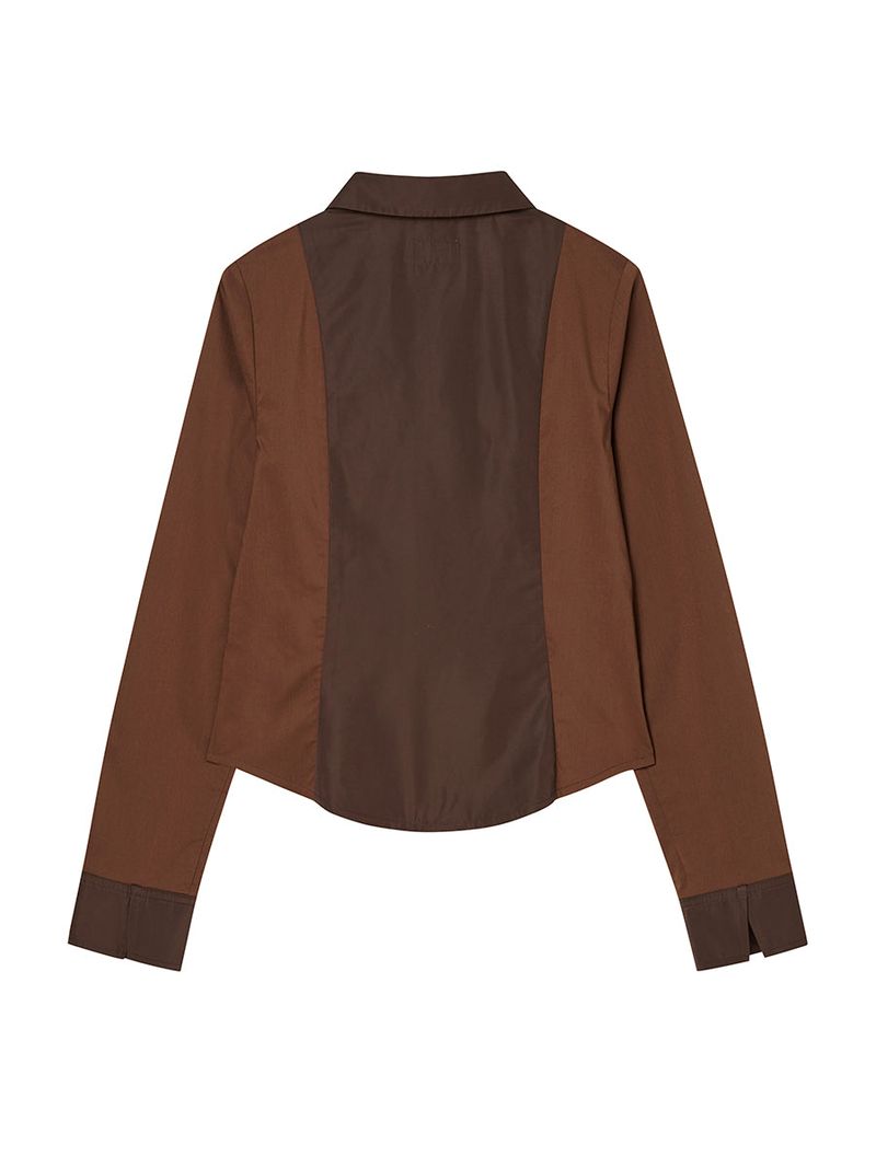 EYELET KNOT SHIRTS (BROWN)