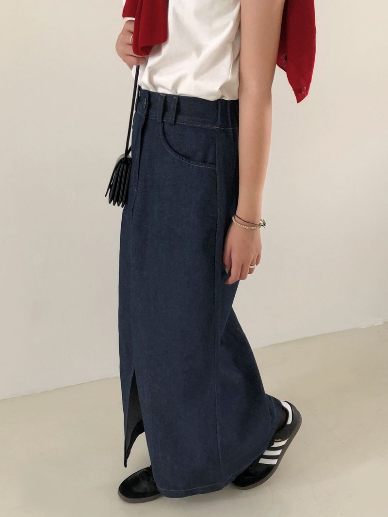 Picnic denim long skirt 