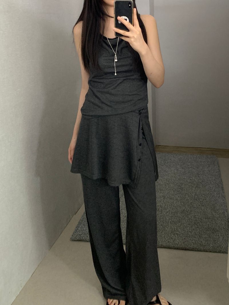 ROIA（ロイア）の「[set] Willow Drape Sleeveless Top &   Elastic-Waist Skirt-Pants Set（Setup）」