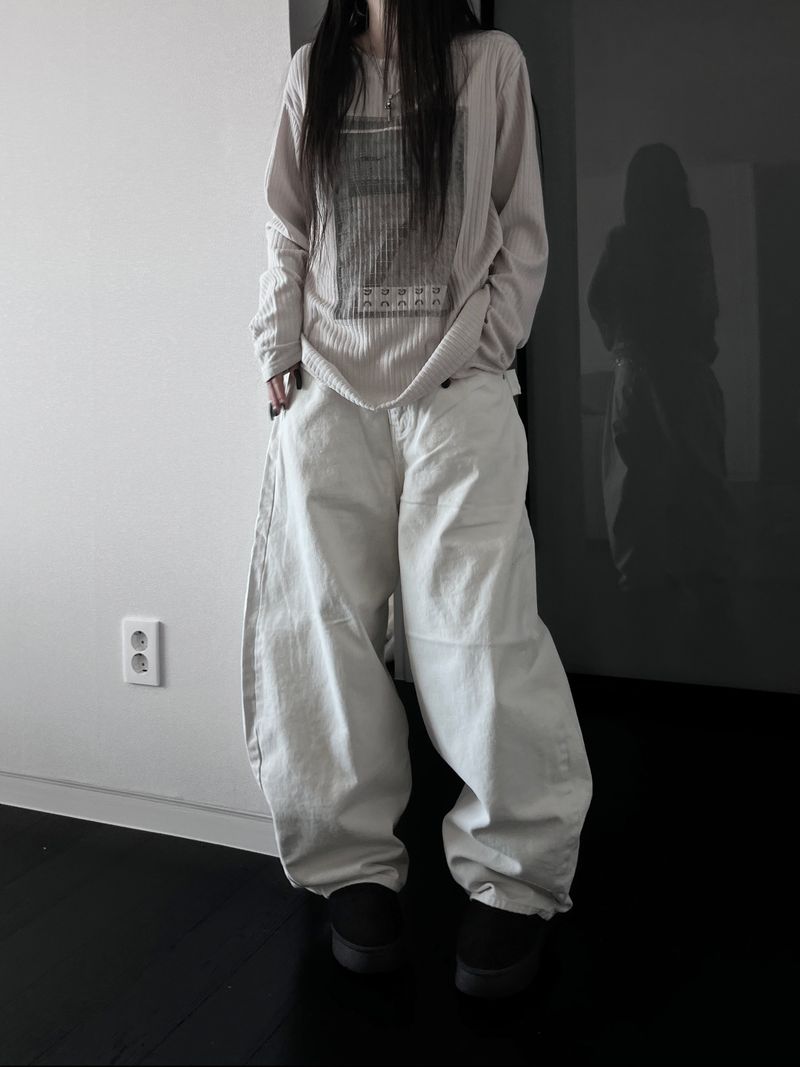 stud edge wide denim (fleece-lined / 2color)