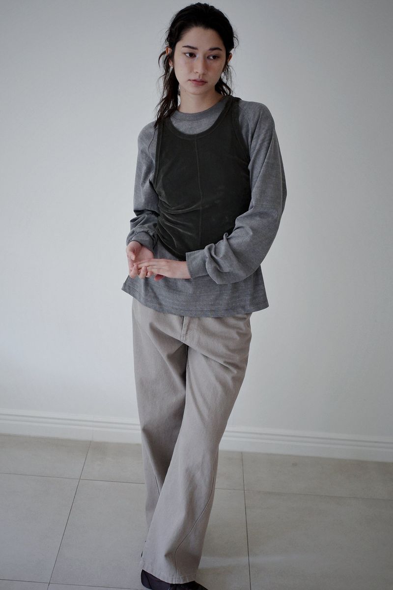 Washed straight leg pants, Beige