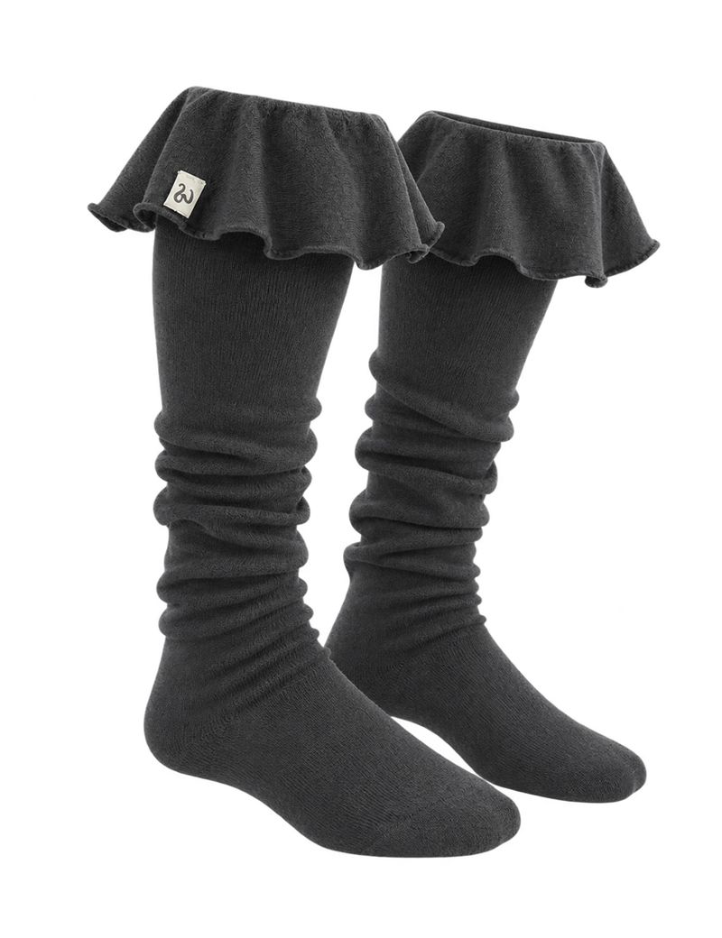 RUFFLE LONG SOCKS(CHARCOAL)