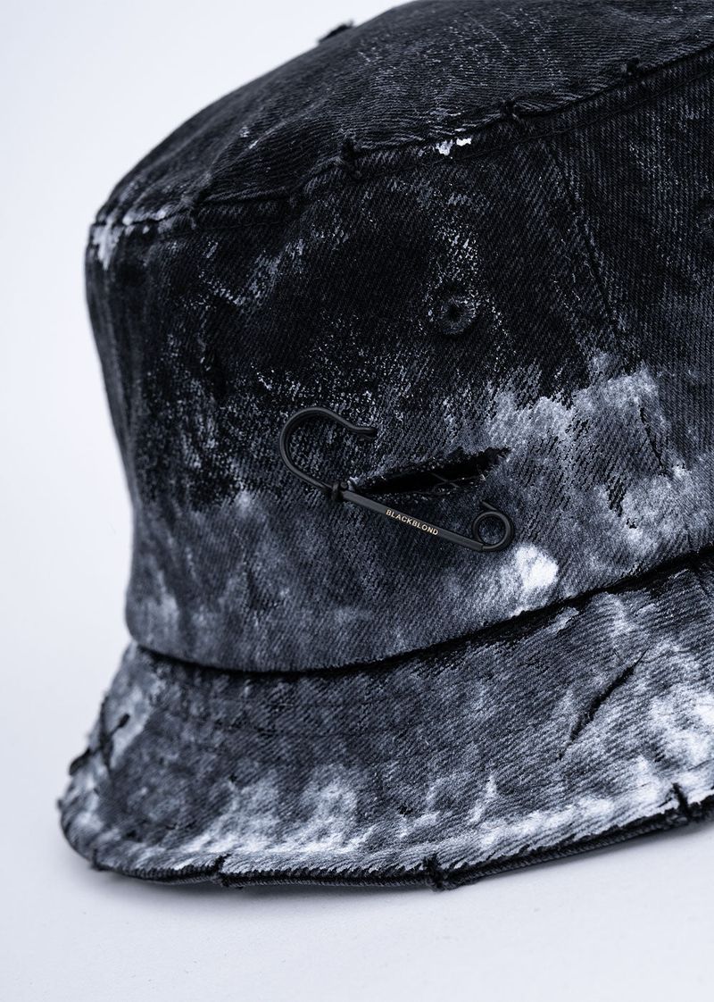 BBD Smoke Painted Custom Denim Bucket Hat (Black)