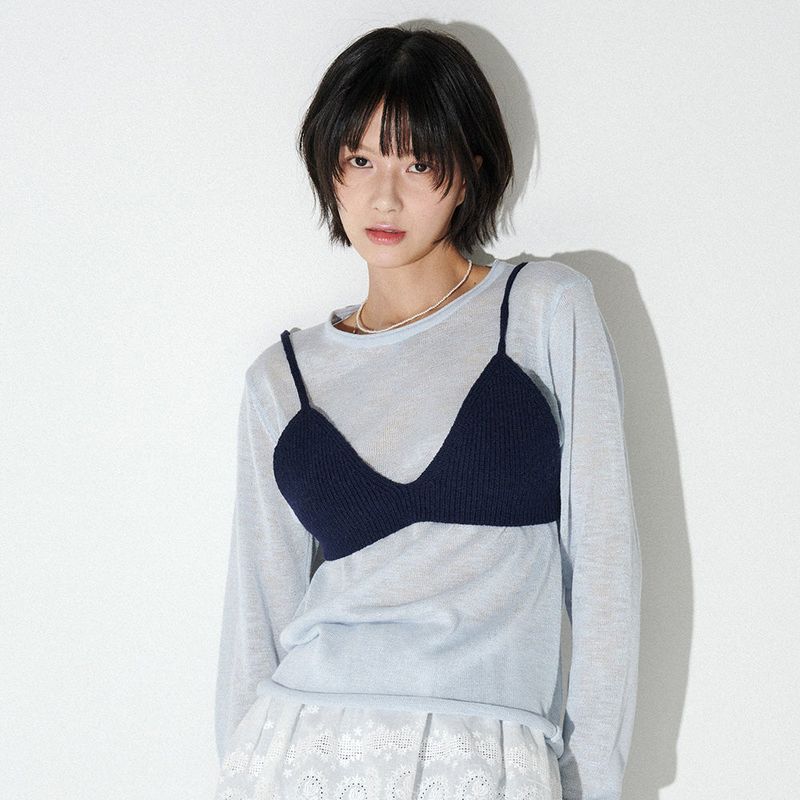 mellotory（メロートリー）の「BUSTIER KNIT SET (SkyBlue)（Tops）」