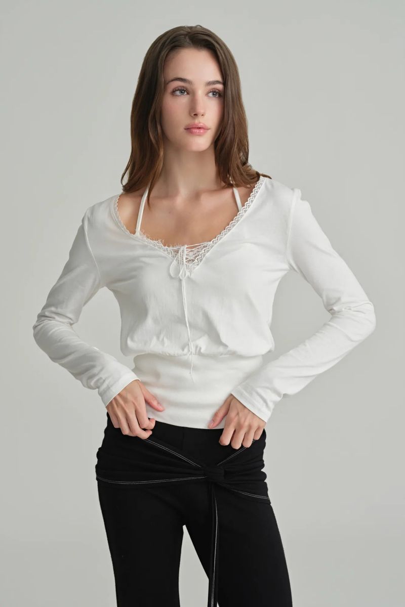 Hazel eyelet top, White