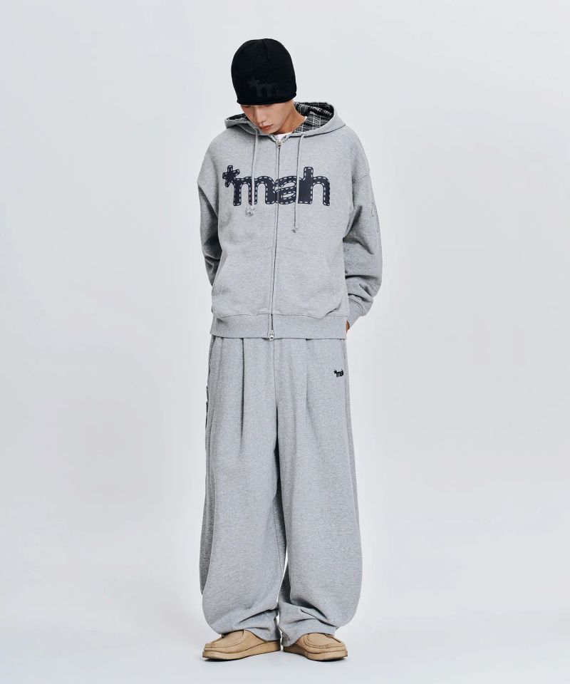 mahagrid（マハグリッド）の「mah LOGO CHECK ZIP-UP HOODIE_GREY（Tops）」