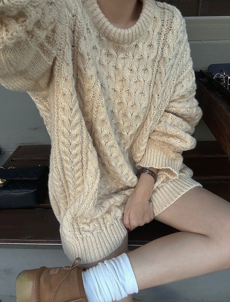 Cooking Twisted Doughnut Patterned Oversized Fit Knitwear
