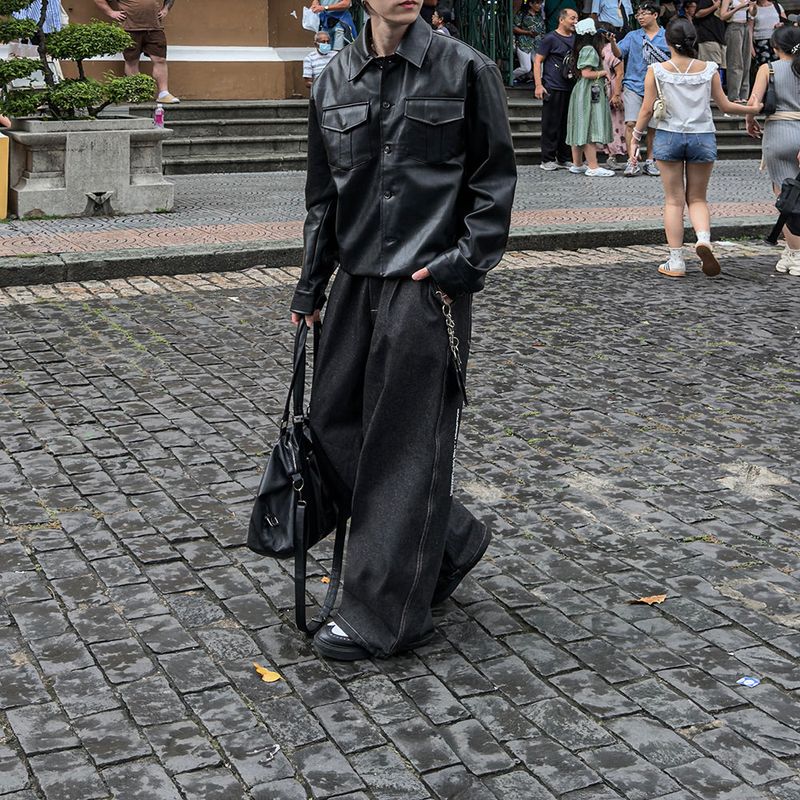 Mark Pocket Short Leather Jacket