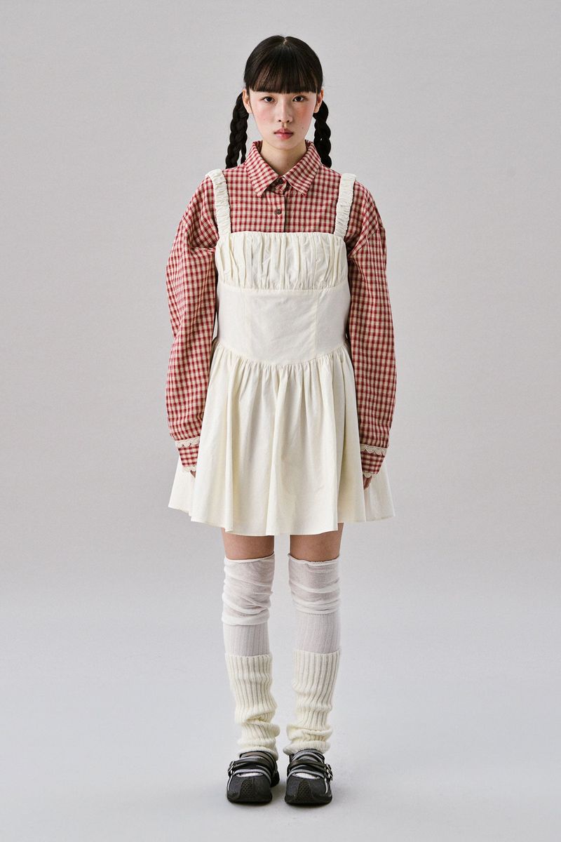 Merry Mini Shirring Dress [Ivory]