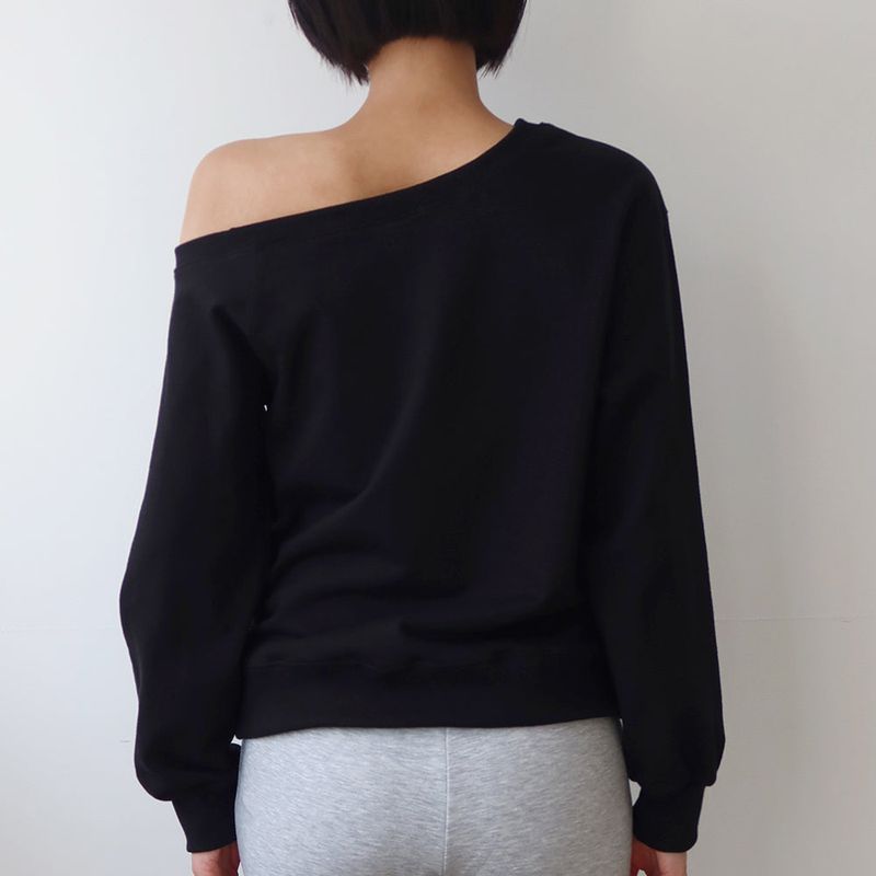 ChaCha One Shoulder Sweatshirts Black