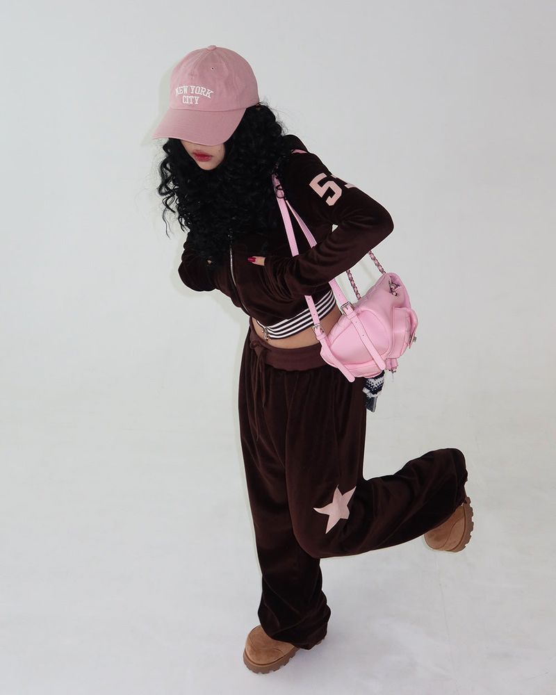 Patch Velvet Slim Hoodie Zip-Up