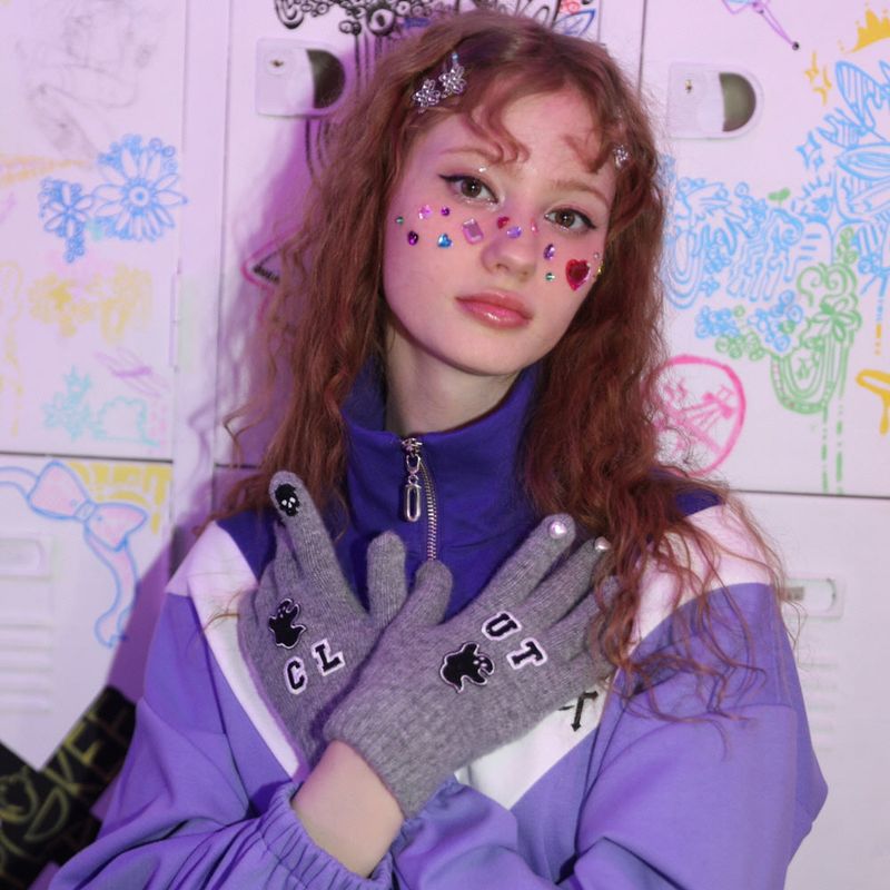 0 5 ghost wool knit gloves - GREY