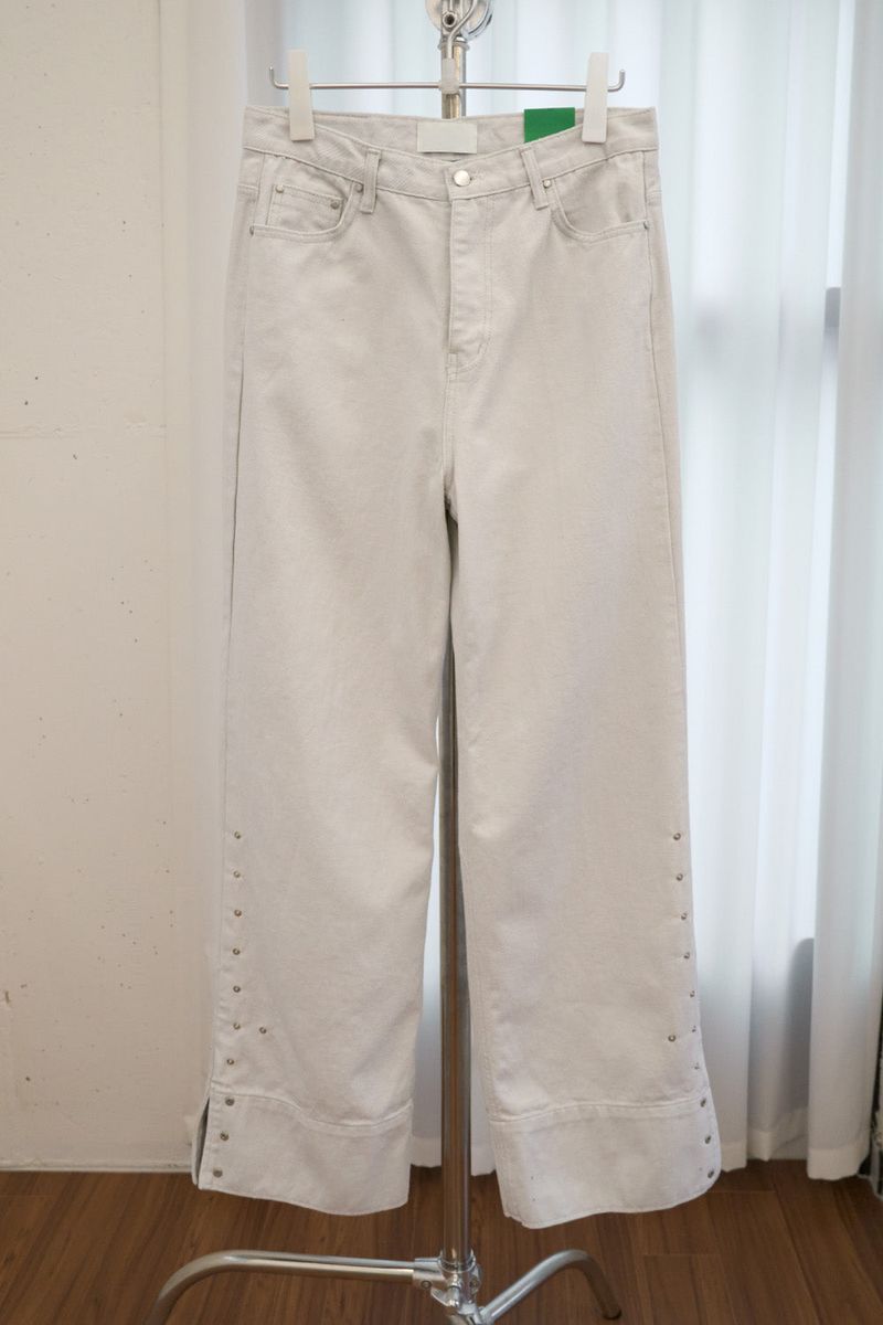 スナップボタン ディテール スリットパンツ (Light Gray/2size)