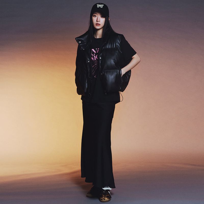 NICK&NICOLE(ニック&ニコール)の「SATIN FLARE LONG SKIRT_BLACK(Skirts)」