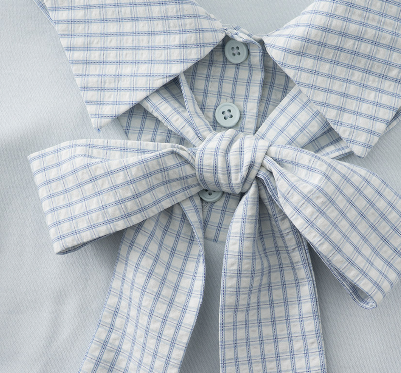 Lydia Check Ribbon Collar Tee