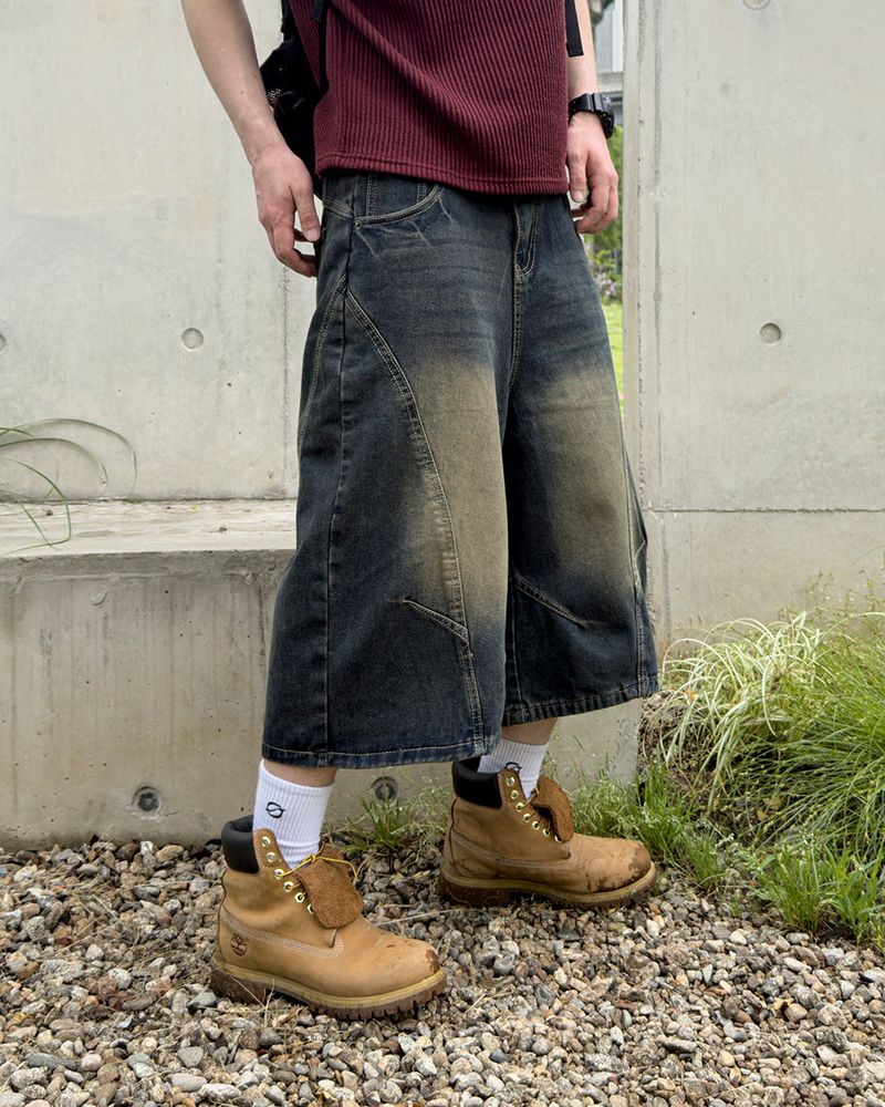 Rond Curved Washed Bermuda Denim