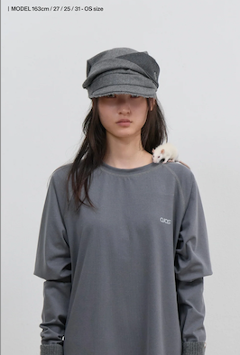 Scarf Veil Wool Cap / Grey