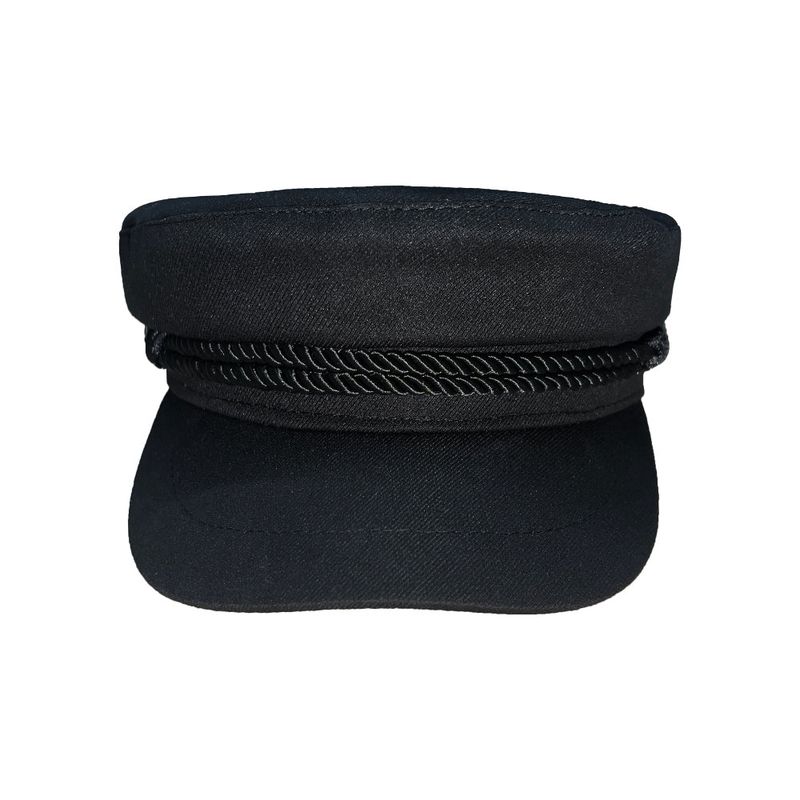 Classic Noir Metal Button Black Loop Sailor Cap (Black)