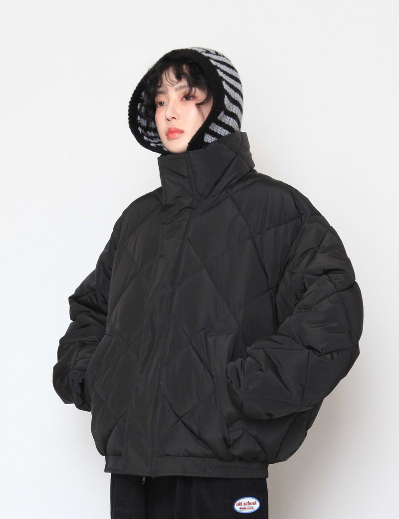 high-neck quilting padded jumper