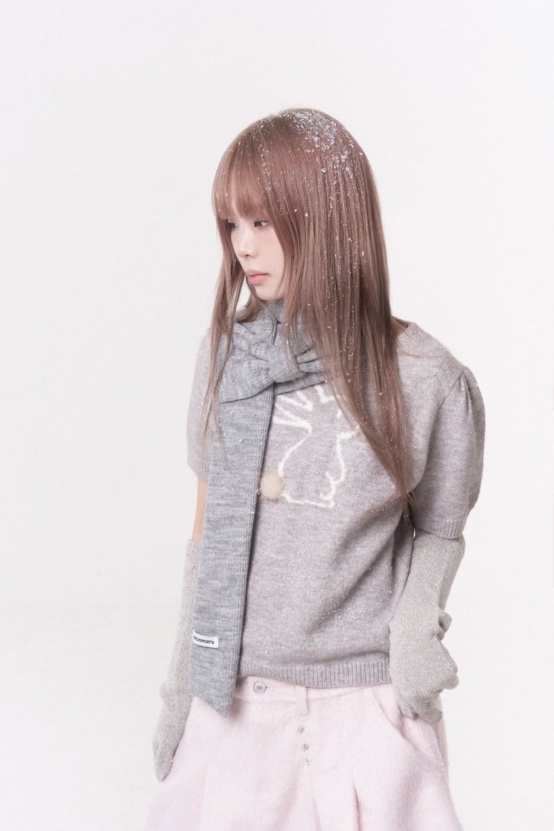 Mini ribbon muffler_gray