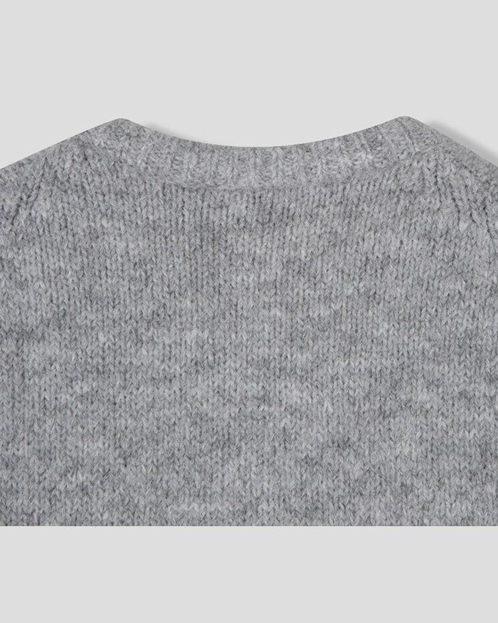 (UNISEX) Wool-mix Heavy Brush Knit Cardigan