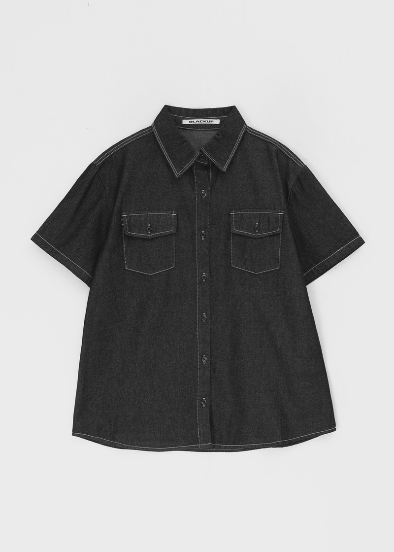 [MADE] Callus Loose Fit Denim Short Sleeve Shirt