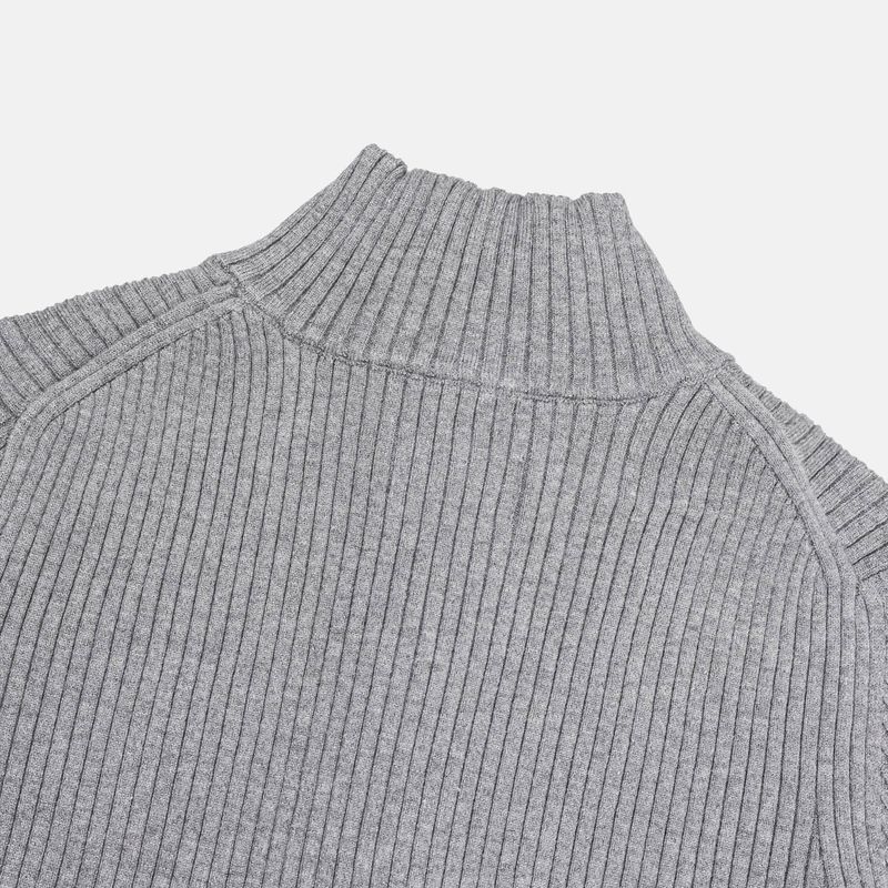 Rib Line Muscle Fit Zip-Up Knit