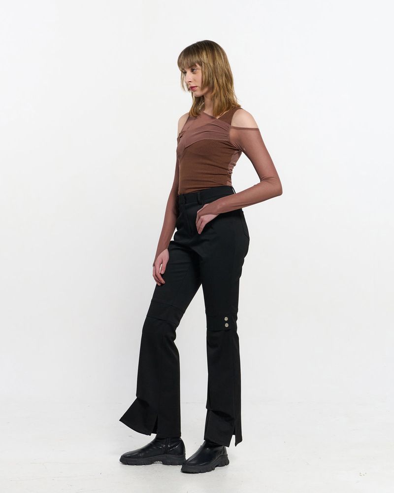 In&Out Knitted Top _  BROWN